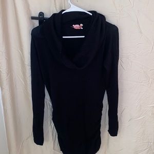 Long sweater/ dress black ruched on sides